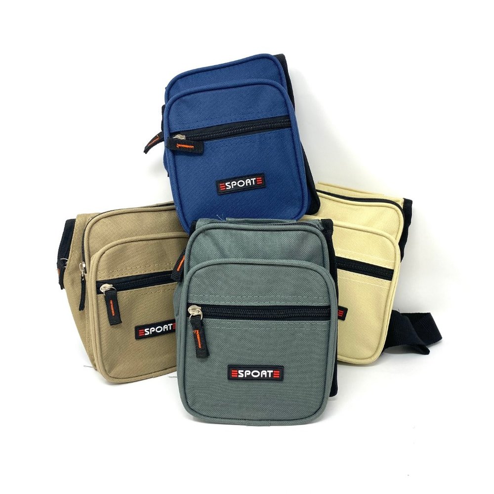 Messenger Beige Bag Sport 4 Zip Cellphone Unisex - Picture 2 of 6